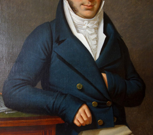 Edouard Pingret, Schüler Von David - Großes Männerporträt aus dem Kaiserreich 1813 - 103cm X 121cm