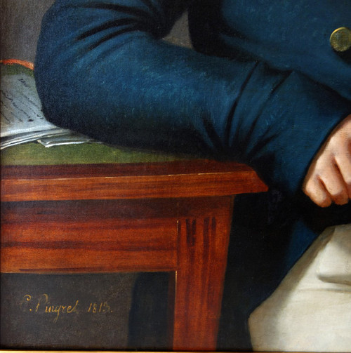 Edouard Pingret, Schüler Von David - Großes Männerporträt aus dem Kaiserreich 1813 - 103cm X 121cm