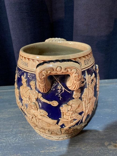Vaso da vino di Colonia in ceramica tedesca smaltata della fine del XIX secolo