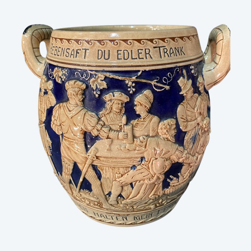 Vaso da vino di Colonia in ceramica tedesca smaltata della fine del XIX secolo