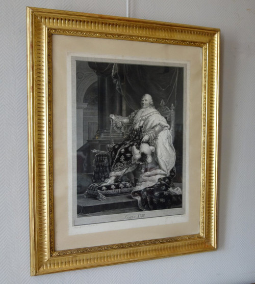 Grde Gravure Royaliste : Louis XVIII Roi De France En 1814 d'Après Gérard, 85,5 X 105 Cm