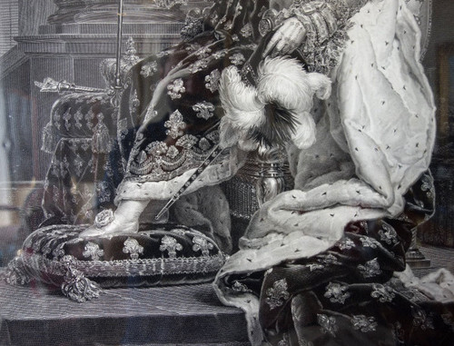 Grde Gravure Royaliste : Louis XVIII Roi De France En 1814 d'Après Gérard, 85,5 X 105 Cm