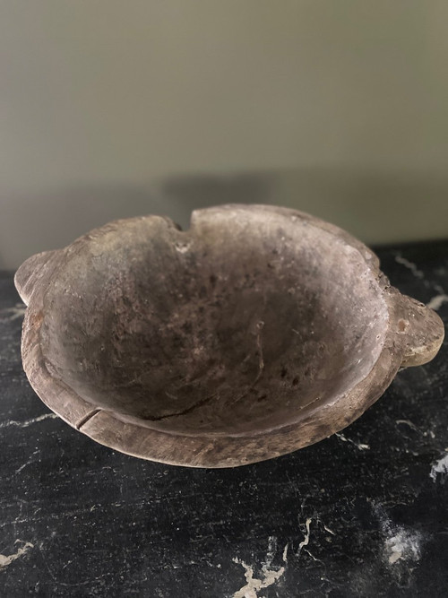 Antique Container Bowl In Grisaille Walnut 18th