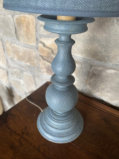 Lampe Patinée Très Joli Modèle,  Bleutée 19e Siècle