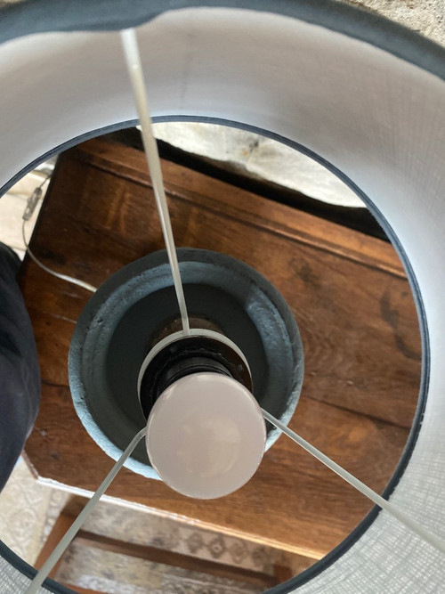 Lampe Patinée Très Joli Modèle,  Bleutée 19e Siècle