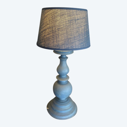 Very Nice Patinated Lamp, Blue 19th Century