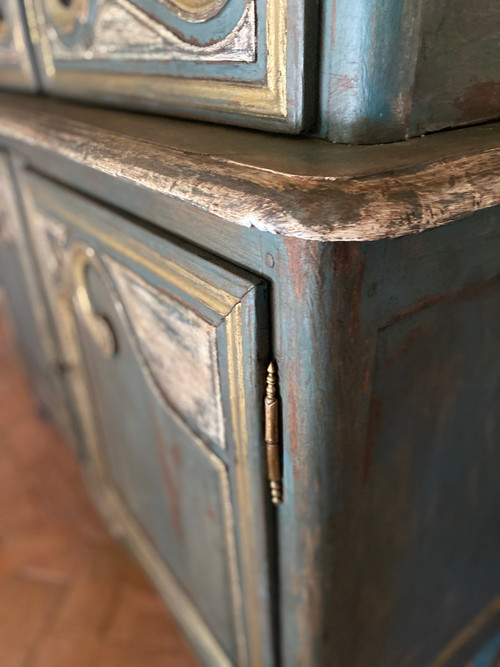 Buffet 2 Corps Vitré Cauchois Fin 18e Siècle Patine