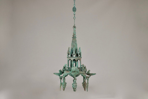 Lampada ad olio in bronzo Tempio Krishna Mandir