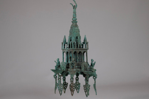 Lampada ad olio in bronzo Tempio Krishna Mandir