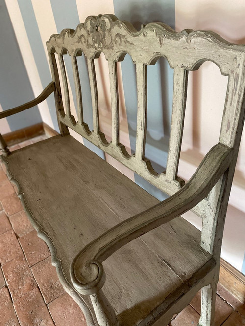 Liège Carved Bench 18th Century Polychrome