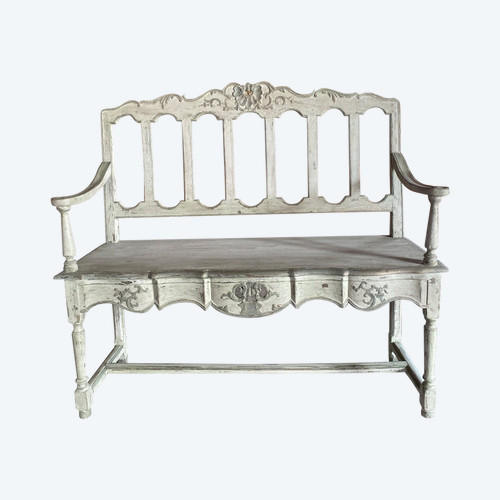 Liège Carved Bench 18th Century Polychrome