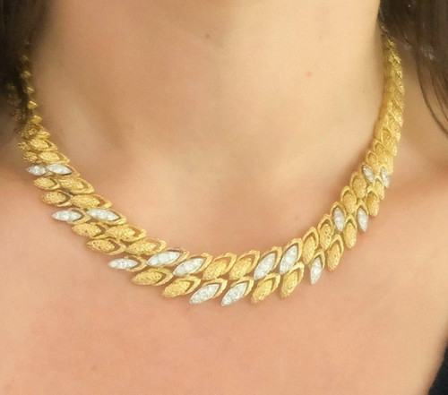 André VASSORT , Important Collier Diamants, Or Jaune Et Platine, Vers 1970.