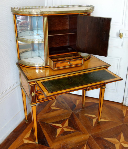 Louis XVI period Dame Dit Bonheur Du Jour desk, Lemonwood and Amaranth