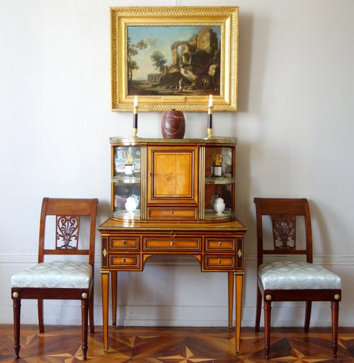 Louis XVI period Dame Dit Bonheur Du Jour desk, Lemonwood and Amaranth