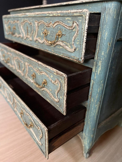 Commode Louis XV Patinée Datant 19e Siècle 3 Tiroirs