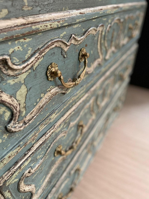 Commode Louis XV Patinée Datant 19e Siècle 3 Tiroirs