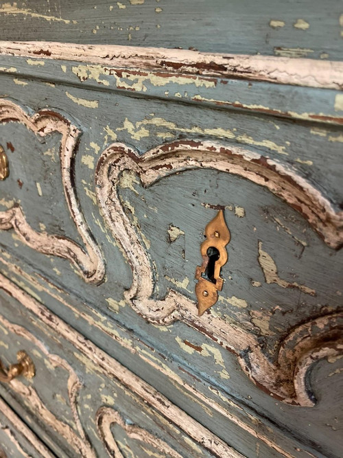 Commode Louis XV Patinée Datant 19e Siècle 3 Tiroirs