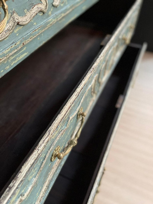 Commode Louis XV Patinée Datant 19e Siècle 3 Tiroirs