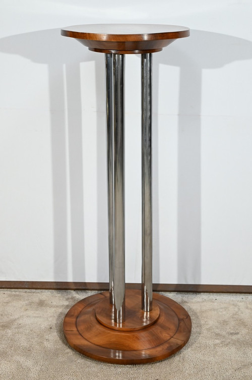 Bolster in Walnut and Chromed Metal, Art Deco – 1930