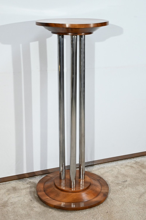 Bolster in Walnut and Chromed Metal, Art Deco – 1930