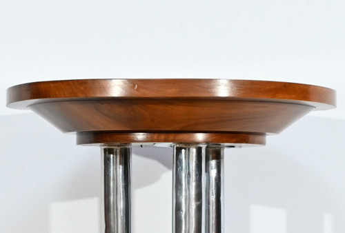 Bolster in Walnut and Chromed Metal, Art Deco – 1930