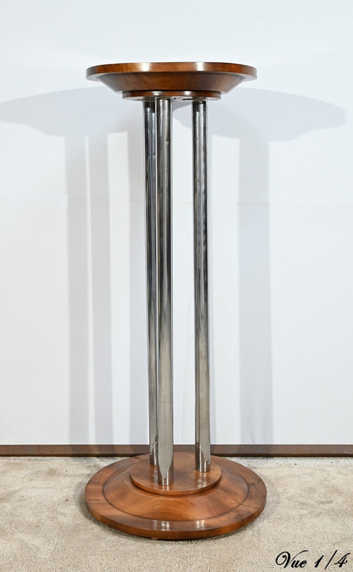 Bolster in Walnut and Chromed Metal, Art Deco – 1930