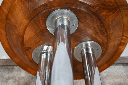 Bolster in Walnut and Chromed Metal, Art Deco – 1930