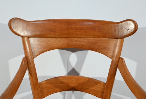 Paire de Fauteuils de Propriété en Merisier Massif, époque Restauration – 1ère Partie XIXe