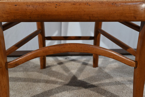 Paire de Fauteuils de Propriété en Merisier Massif, époque Restauration – 1ère Partie XIXe