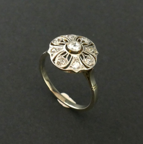 Ring Blume Diamanten, Gold Und Platin.