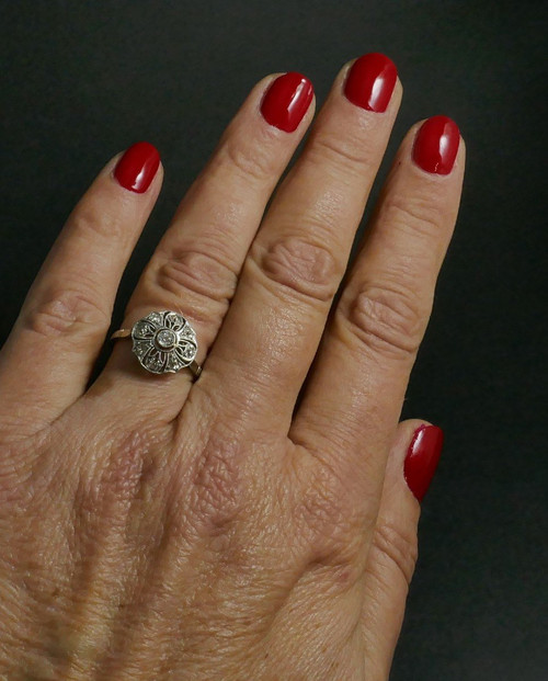 Ring Blume Diamanten, Gold Und Platin.