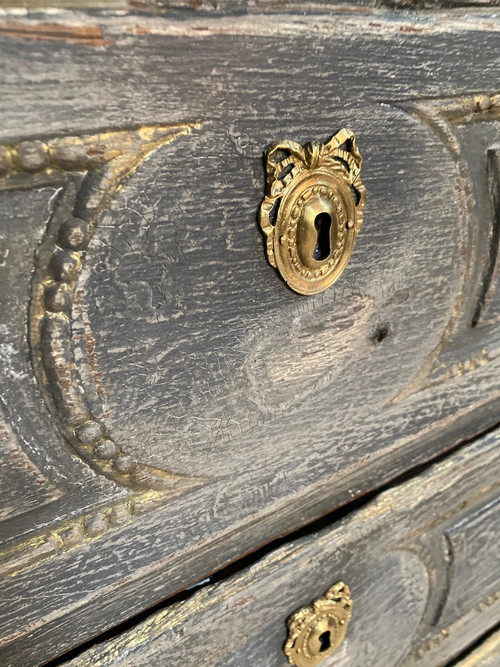 Commode Louis XVI D’époque 18e Siècle Patinée 3 Tiroirs