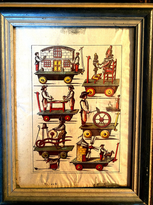 18th century colored catalog paper from toy dealer automata to draw