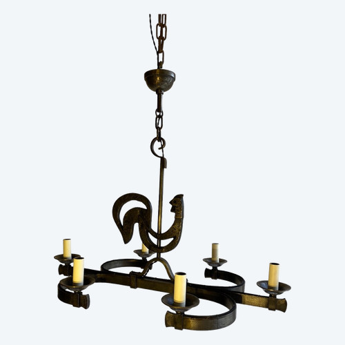 Coq Ovale Chandelier In The Taste Of Jean Touret / Marolles