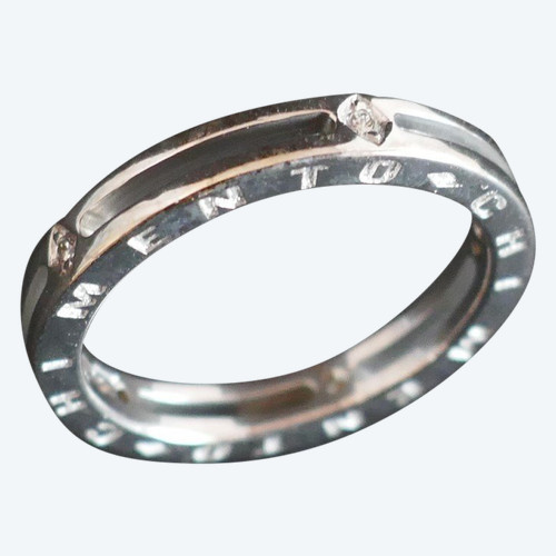 Alliance Signée Chimento Diamants, Or Blanc 18 Carats.
