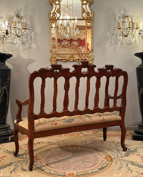 Panca in legno modellato e intagliato del periodo Regency, 1720 circa