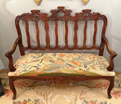 Panca in legno modellato e intagliato del periodo Regency, 1720 circa