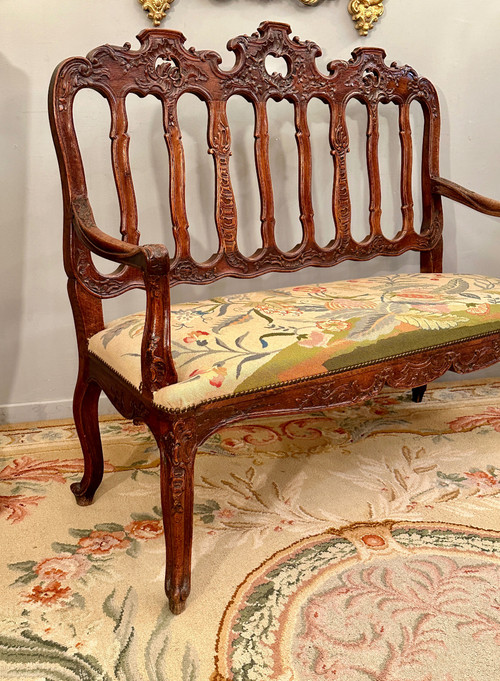 Panca in legno modellato e intagliato del periodo Regency, 1720 circa