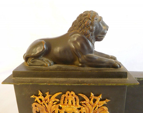 Antique Bronze Empire Mantelpiece With Lions - early 19th century