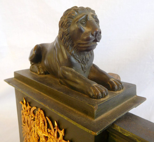 Antique Bronze Empire Mantelpiece With Lions - early 19th century
