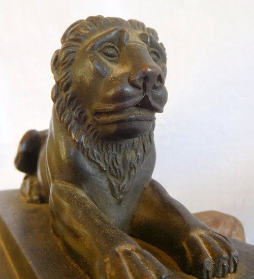Antique Bronze Empire Mantelpiece With Lions - early 19th century