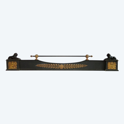 Antique Bronze Empire Mantelpiece With Lions - early 19th century