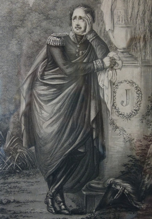 Le Prince Eugène De Beauharnais Pleurant Josephine, La Piété Familiale - Empire Engraving