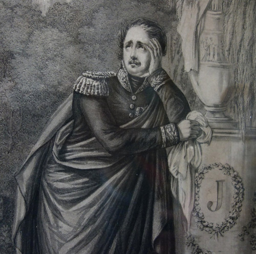 Le Prince Eugène De Beauharnais Pleurant Josephine, La Piété Familiale - Empire Engraving