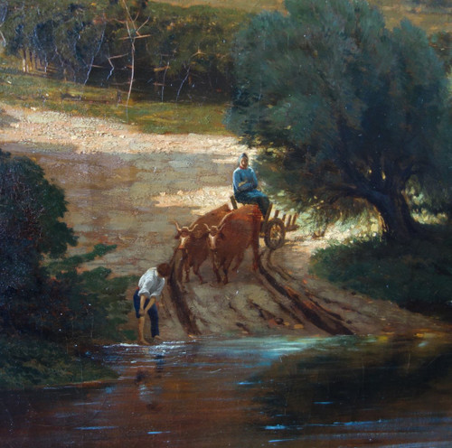 Jules Nicolas Schitz - Grd Paysage De Montagne huile sur toile 147x113cm