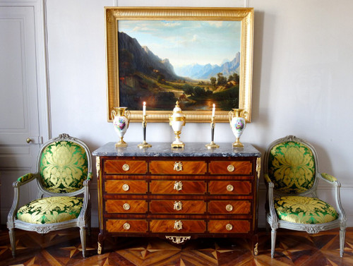 Jules Nicolas Schitz - Grd Paysage De Montagne huile sur toile 147x113cm