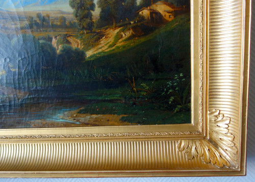 Jules Nicolas Schitz - Grd Paysage De Montagne huile sur toile 147x113cm