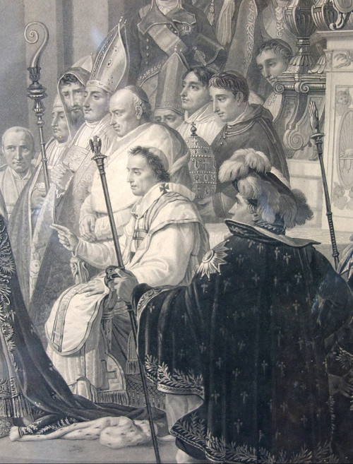 Large Empire Engraving: Le Sacre De Napoléon Empereur - 94.5 X 119cm