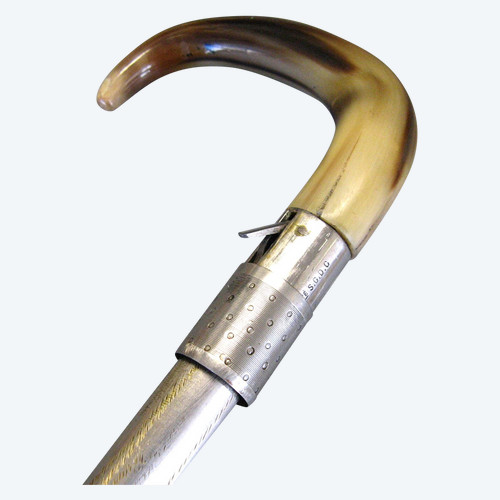 19th Century Horn Pommel Rifle Cane.
