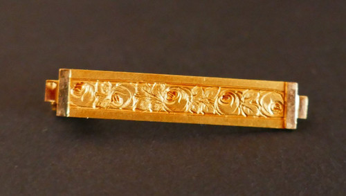 Spilla a barrette per bambini in stile Art Déco, rose stilizzate, oro 18 carati.